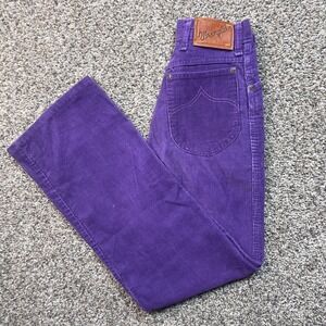 Vintage Wrangler Women's 22x27 Purple Corduroy Pants USA Made High Rise 70s